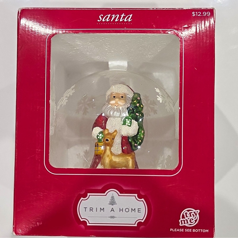 Trim A Home Santa Claus Handblown Glass Globe Figurine Color-Change LED NIB